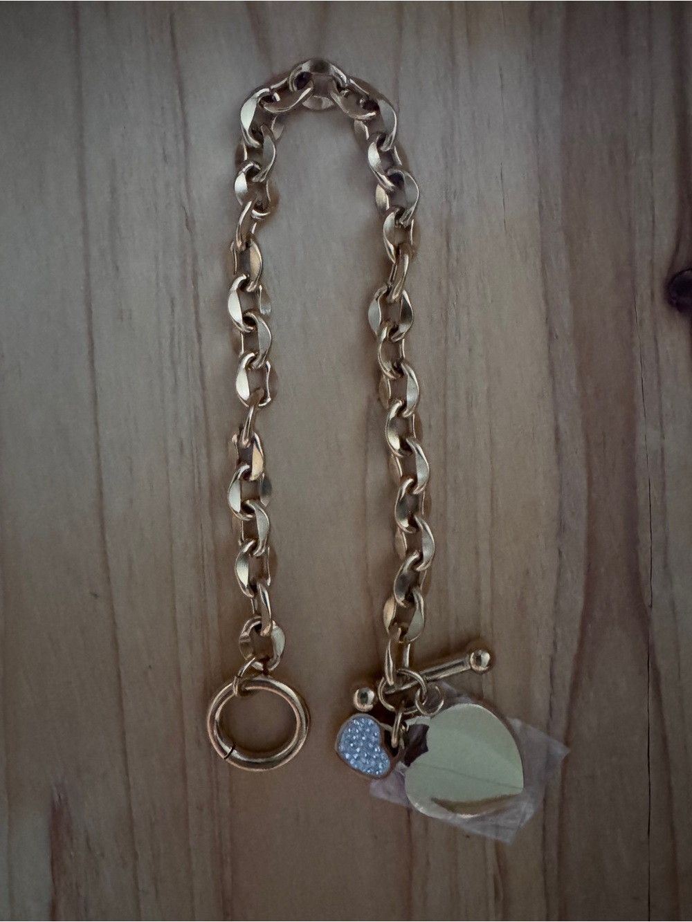 Gold Heart Charm Toggle Bracelet - Women's Fashion Jewelry